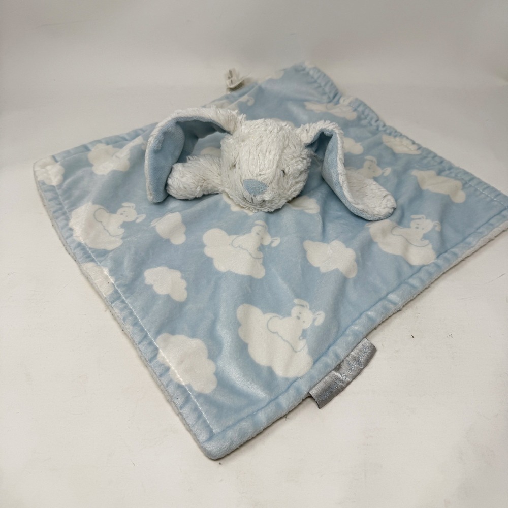 Blankets & Beyond Bunny‎ Lovey Blue White Cloud Print Rabbit Plush Baby